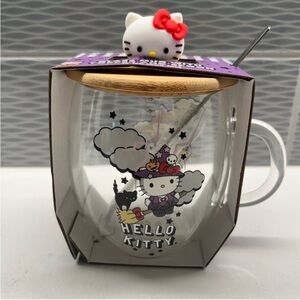 HELLO KITTY Halloween glass mug with spoon witch